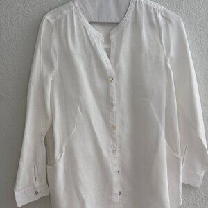 Sigrid Olsen White Linen Tunic Top
